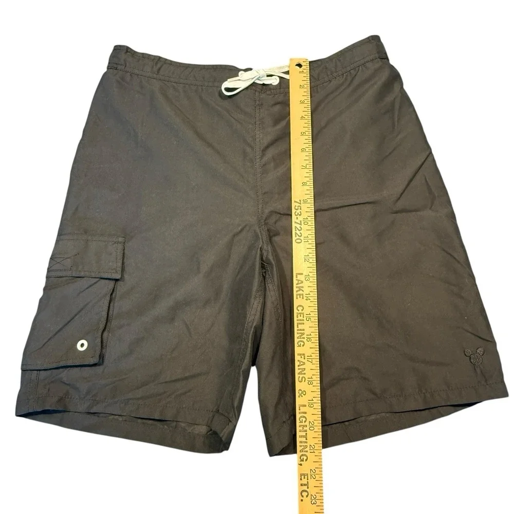 Disney Parks Mickey Mouse Black & White Swim Trunks‎ Mens Size L Elastic Shorts
